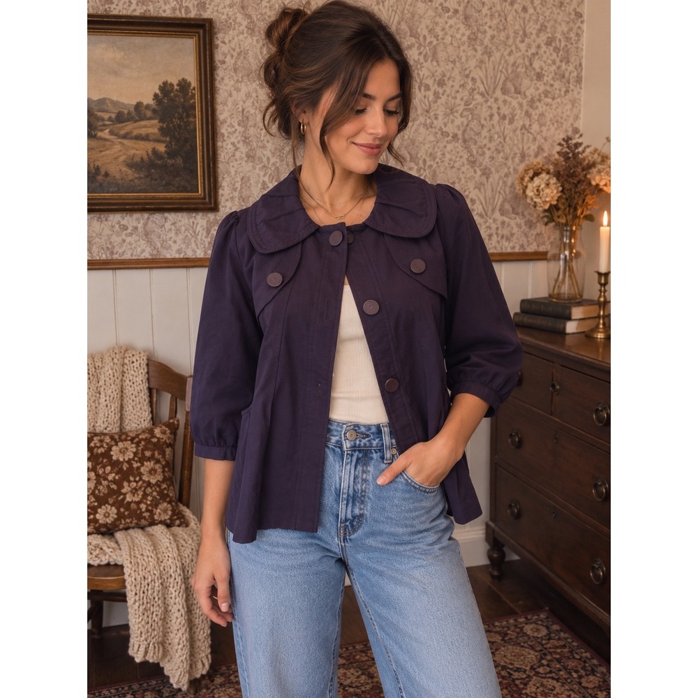 Vintage Vertigo Paris Purple Cropped Trench Jacket – Small